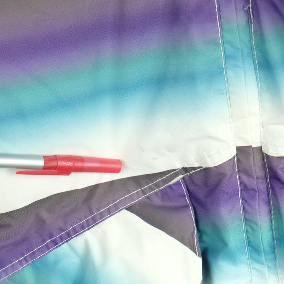 Ocean Pacific Womens Winter Jacket White Purple Striped Vintage Hooded 90s - Picture 12 of 12